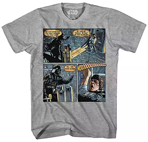 Darth Vader Luke Skywalker I Am Your Father Comic Strip Mens Adult Graphic Tee T-Shirt Apparel (Medium) Heather Grey