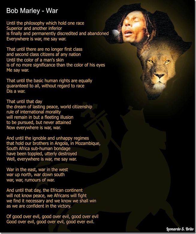 Bob Marley lyrics to the song WAR 