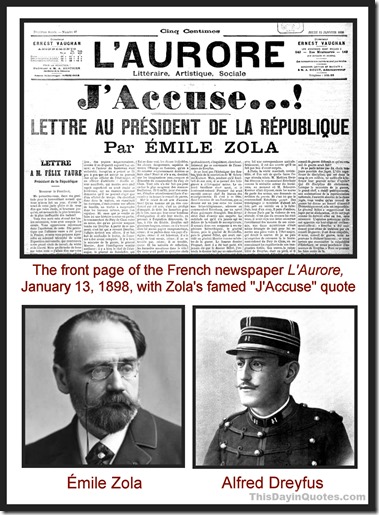 J'Accuse quote, Emile Zola, Alfred Dreyfus