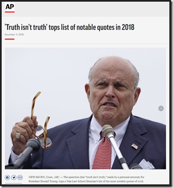 Truth Isn't Truth - Rudy Giuliani quote