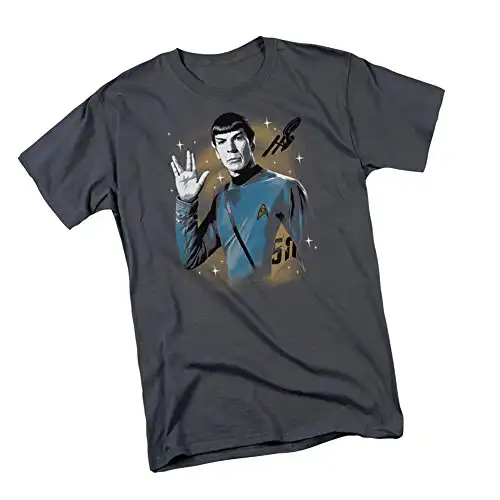 Star Trek 50th Anniversary - Spock-Vulcan Salute Adult T-Shirt, XX-Large Gray